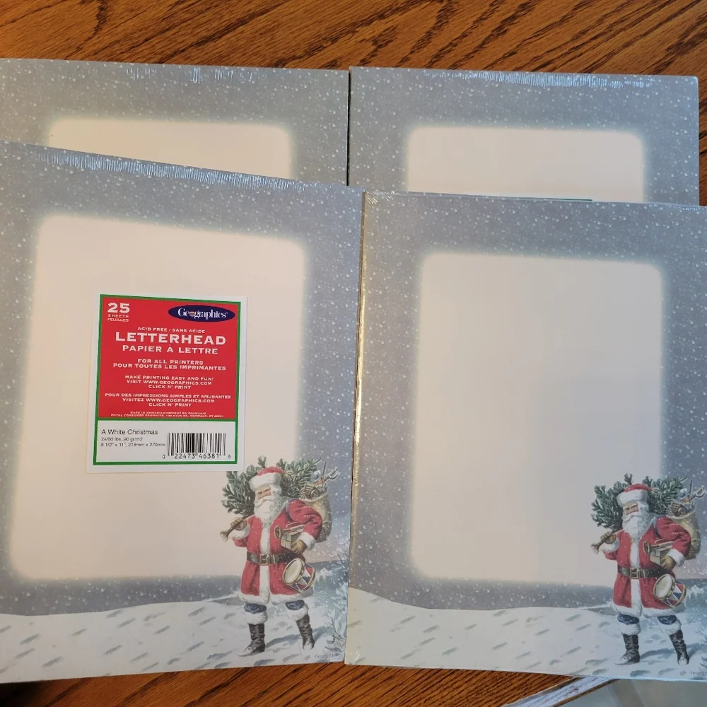 Christmas Letterhead Paper with Santa Design (25ct) ~ 4 Packs ~ Christmas ~ New